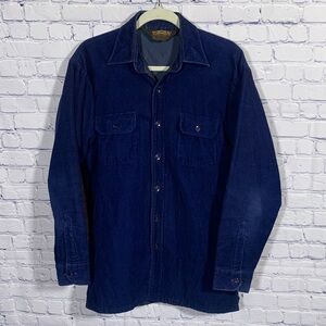 Sportsman Mens VTG Corduroy Shirt Jacket Blue Size M Quilted Button Down Outdoor